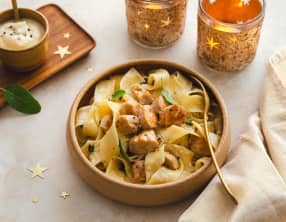 Bouchées de lapin à la sauge, pappardelle à la crème de panais
