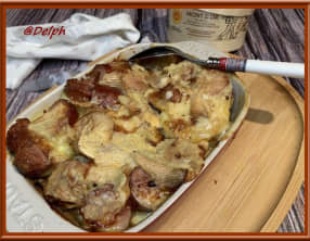 Gratin de pommes de terre et saucisses de Montbéliard au Mont d’or