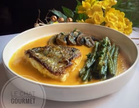 Filets de Saint Pierre à la crème de carottes à la mandarine