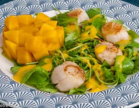 Saint jacques aux mangues, vinaigrette de mangue