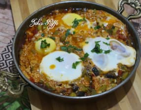 Chakchouka à la courge longue verte et aubergine