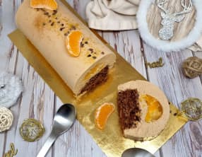 Bûche clémentine et chocolat au caramel