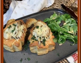 Sapin feuilletés aux noix de St Jacques, cabillaud et champignons