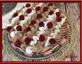 Gâteau à la ganache au chocolat au lait et framboises