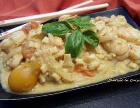 One pot de crozets et crevettes sauce coco