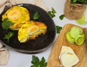 Quiche sans pâte patates douces, poireaux et chèvre