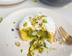 Moelleux aux pistaches et chocolat blanc