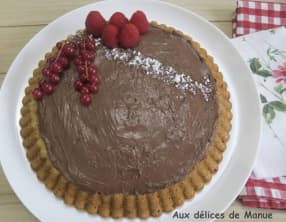 Tarte renversée à la pistache et crème pâtissière au chocolat
