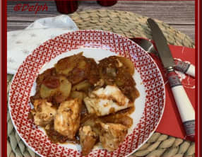 Cabillaud aux pommes de terre et sauce tomates