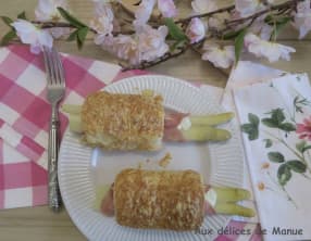 Roulés feuilletés aux asperges blanches, bacon et mozzarella