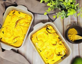 Clafoutis de courgettes et oignons au curry