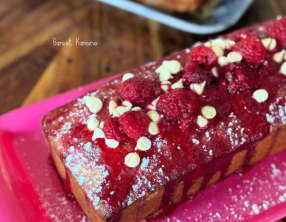 Le cake au citron et aux framboises