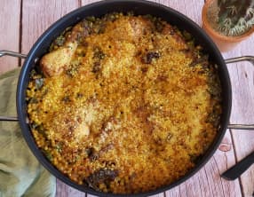 Poulet au poivrons et pâtes perles