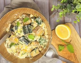 Salade de courgettes fondantes, mozzarelle et burrata