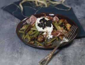 Salade de haricots verts burrata truffes et pleurotes