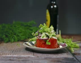 Tartare de pastèque en salade