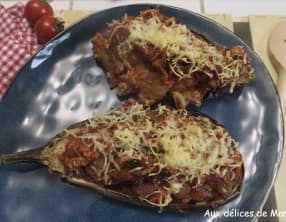 Aubergine farcie au poulet au Air fryer ou au four