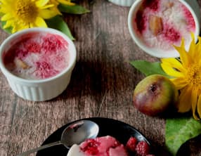 Entremets framboises figues sans gluten lait oeufs