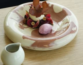 La figue noire de Solliès, panna cotta à la feuille de figuier, framboise du verger
