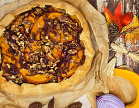 Tarte rustique potimarron et oignons rouges
