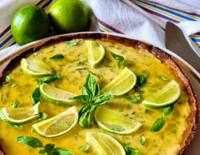 Tarte au citron vert et basilic