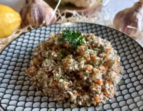 Taboulé de chou-fleur cru à l’ail violet de Cadours