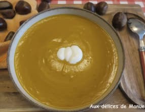 Velouté de potimarron et châtaignes