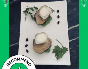 Filet mignon aux petits pois et au fromage de chèvre