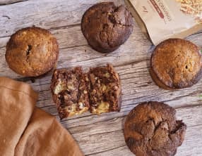 Muffins marbrés aux noix et cœur fondant de chocolat au lait