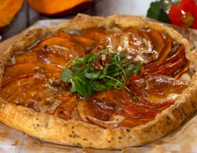 Tarte au potimarron, ricotta et scarmoza fumée