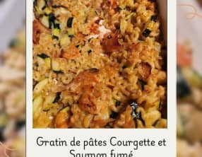 Gratin de pâtes courgette saumon