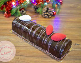 Bûche chocolat framboise et cardamome