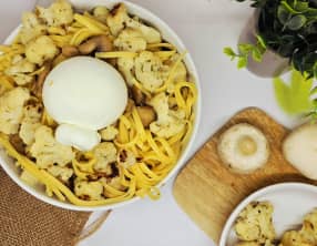 Linguines au chou-fleur grillé et burrata
