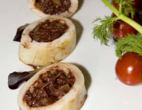 Calmars terre et mer farcis au boudin noir