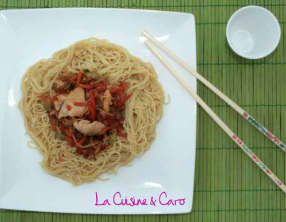 Sauté de dinde aux nouilles asiatiques