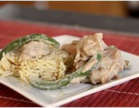 Poulet façon créole à la banane et aux poivrons