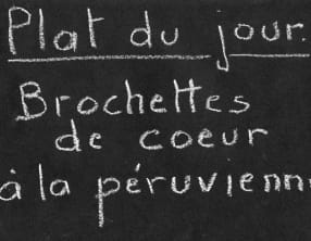 Brochettes de coeur de boeuf à la péruvienne.