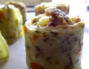 Crêpes roulées aux courgettes et tomates séchées
