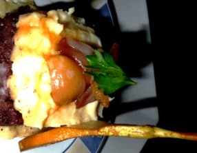 Parmentier de panais truffé au boudin noir