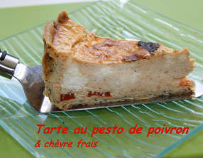 Tarte au pesto de poivron rouge et chèvre frais