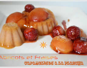 Abricots et fraises caramélisés à la plancha avec son sorbet