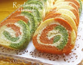 Roulé apéritif tricolore à la crème de fromage