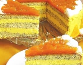 Gâteau au pavot et crème tutti fruttii