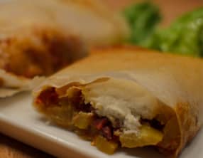 Brick aux courgettes, à la tomate et à la ricotta