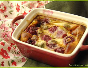 Mini clafoutis aux framboises et pistaches