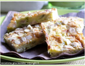 Brownie salé poireaux, lardons, Beaufort