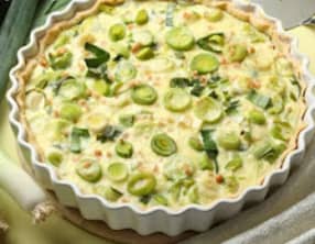 Tarte aux poireaux, miel et curry