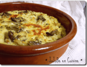 Gratin de cabillaud aux pleurottes