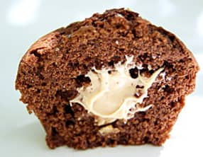 Muffins au chocolat, cœur de noisette