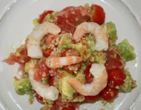 Salade Quinoa-Crevettes-Avocat-Pamplemousse